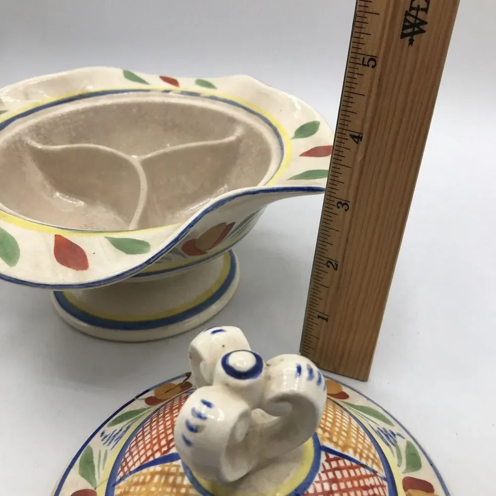 Japan Floral divided Bowl With Lid, Made in Japan‎